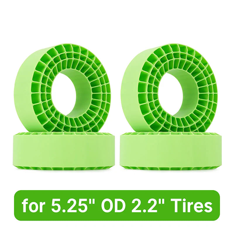 INJORA DGT-2202GN - 4pcs Silicone Rubber (Green - SOFT) Inserts for 132-134mm(5.25" OD) 2.2" Tires