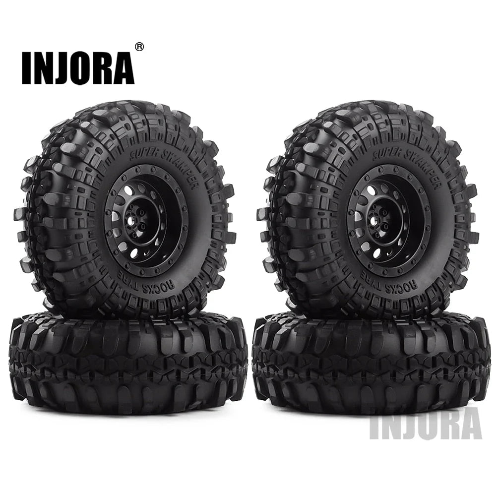 Injora CRAW18108_BK - 4PCS/Set 1.9" 108x40mm Rubber Tires with Plastic Wheel Rims