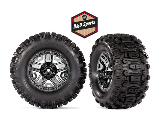 Traxxas 9072 - Tires & wheels, assembled, glued (black chrome)